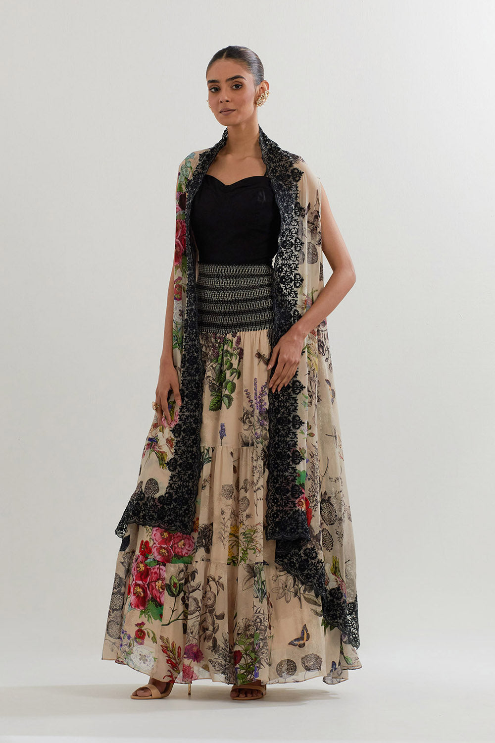 Multi Colour Cape With Inner And Skirt