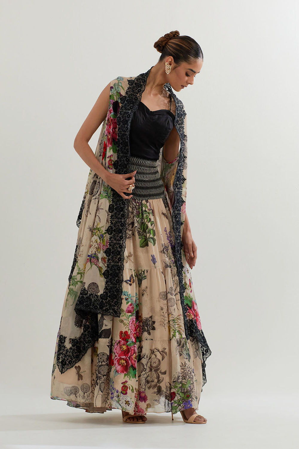 Multi Colour Cape With Inner And Skirt