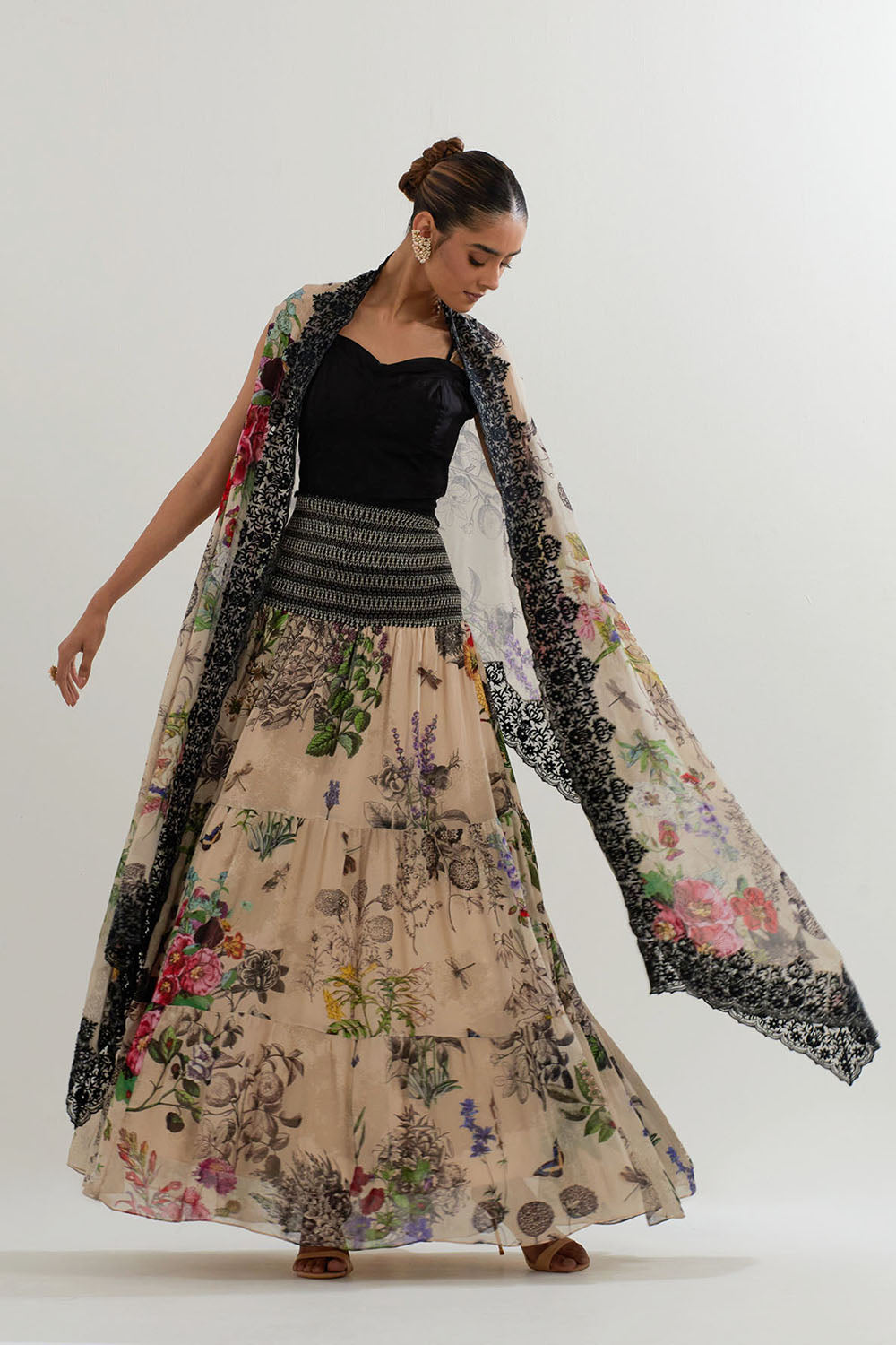 Multi Colour Cape With Inner And Skirt