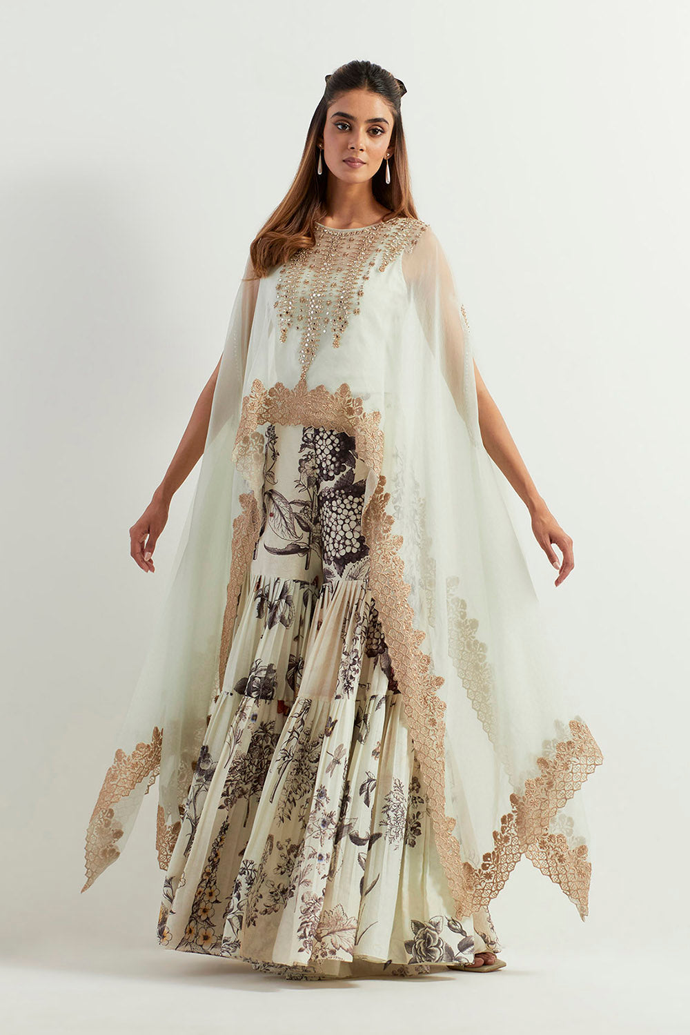 Multi Colour Cape With Sharara