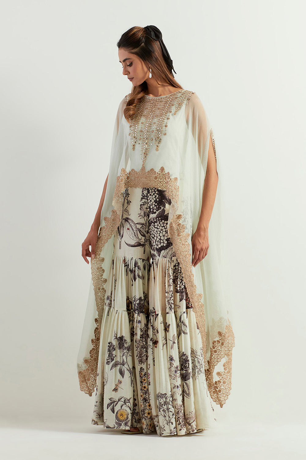 Multi Colour Cape With Sharara