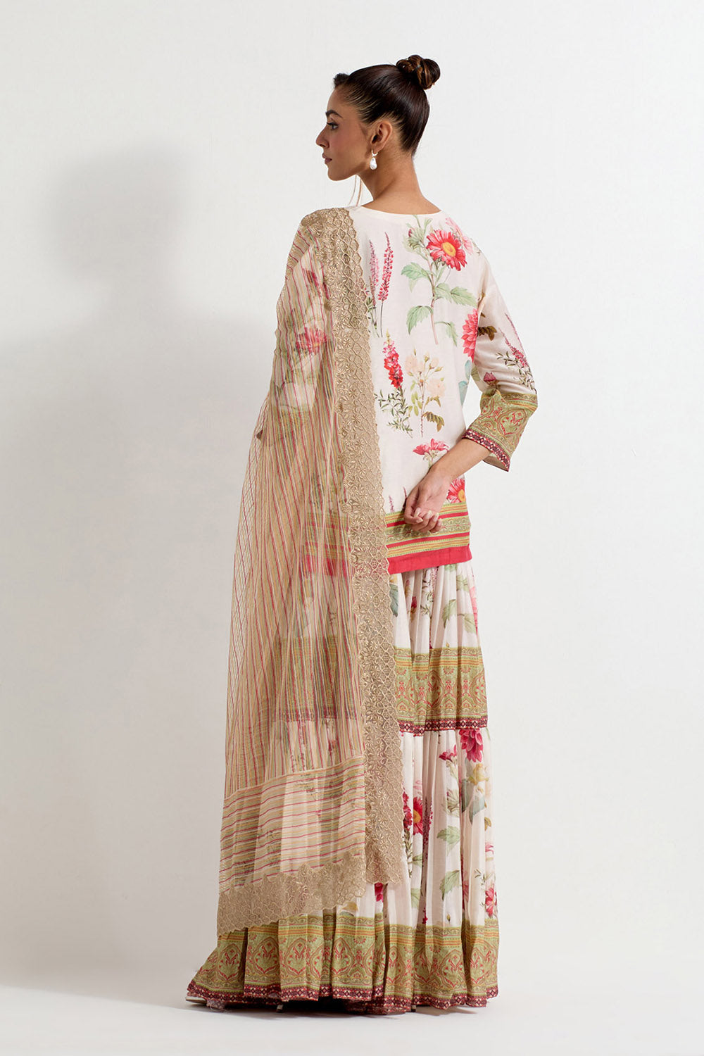 Multi Colour Chanderi Silk Sharara Set