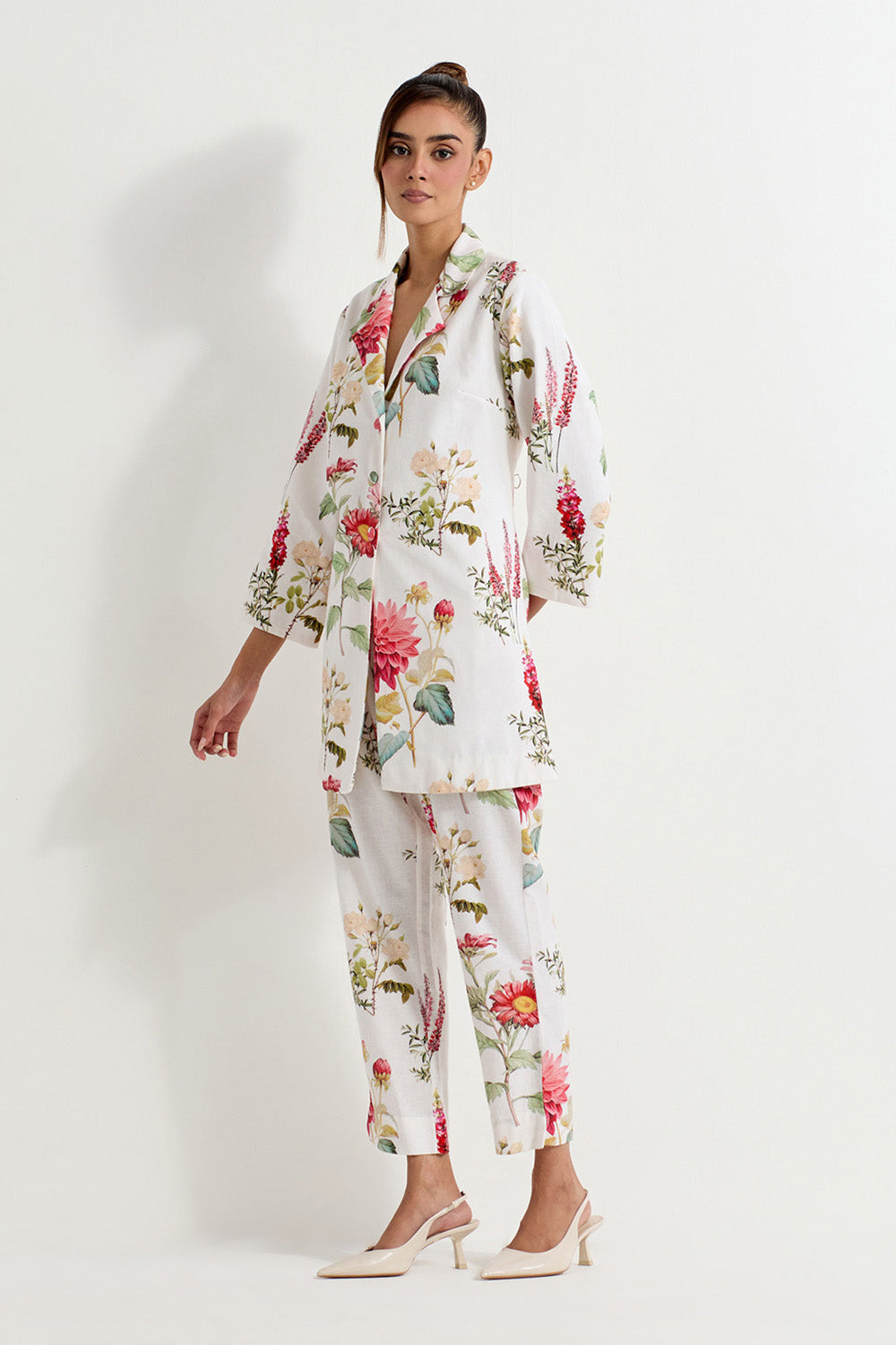 Multi Colour Cotton Linen Jacket With Pants