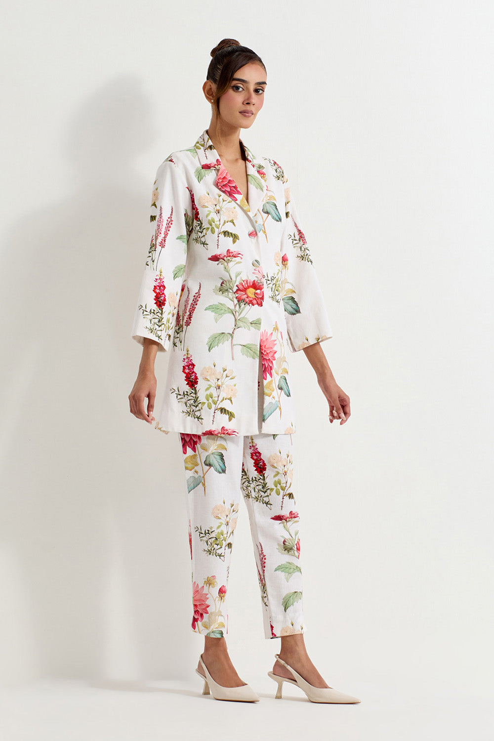 Multi Colour Cotton Linen Jacket With Pants
