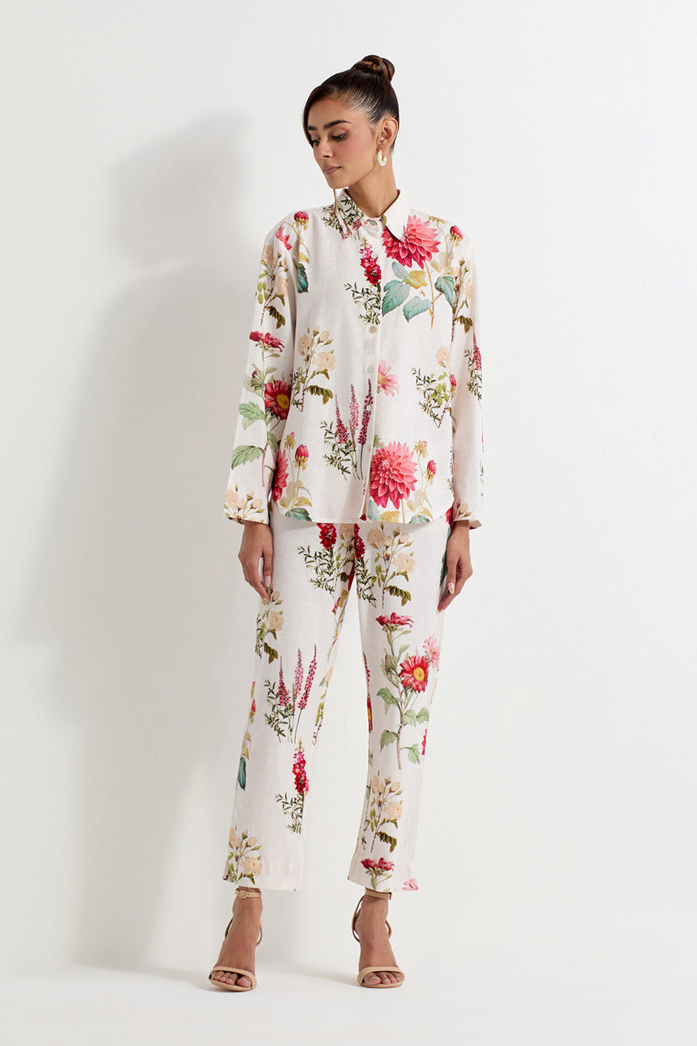 Multi Colour Cotton Linen Jacket With Pants