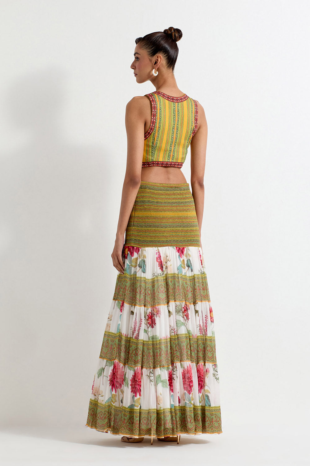 Multi Colour Georgette Waist Coat With Skirt