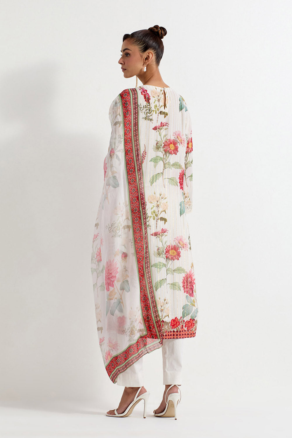 Multi Colour Lurex Georgette Kurta Set