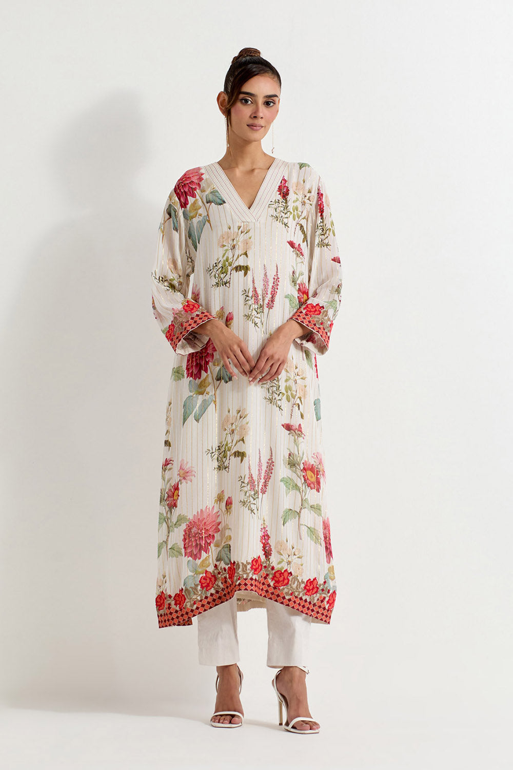 Multi Colour Modal Silk Top With Skirt