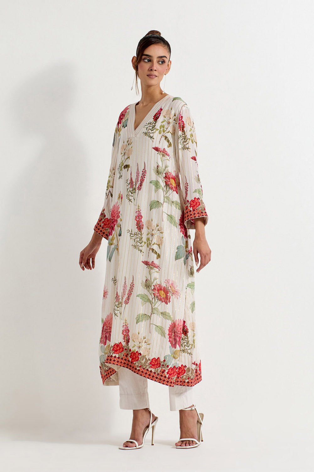 Multi Colour Modal Silk Top With Skirt