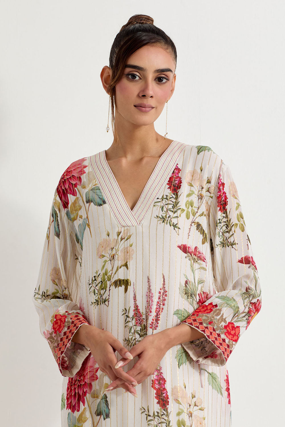 Multi Colour Modal Silk Top With Skirt