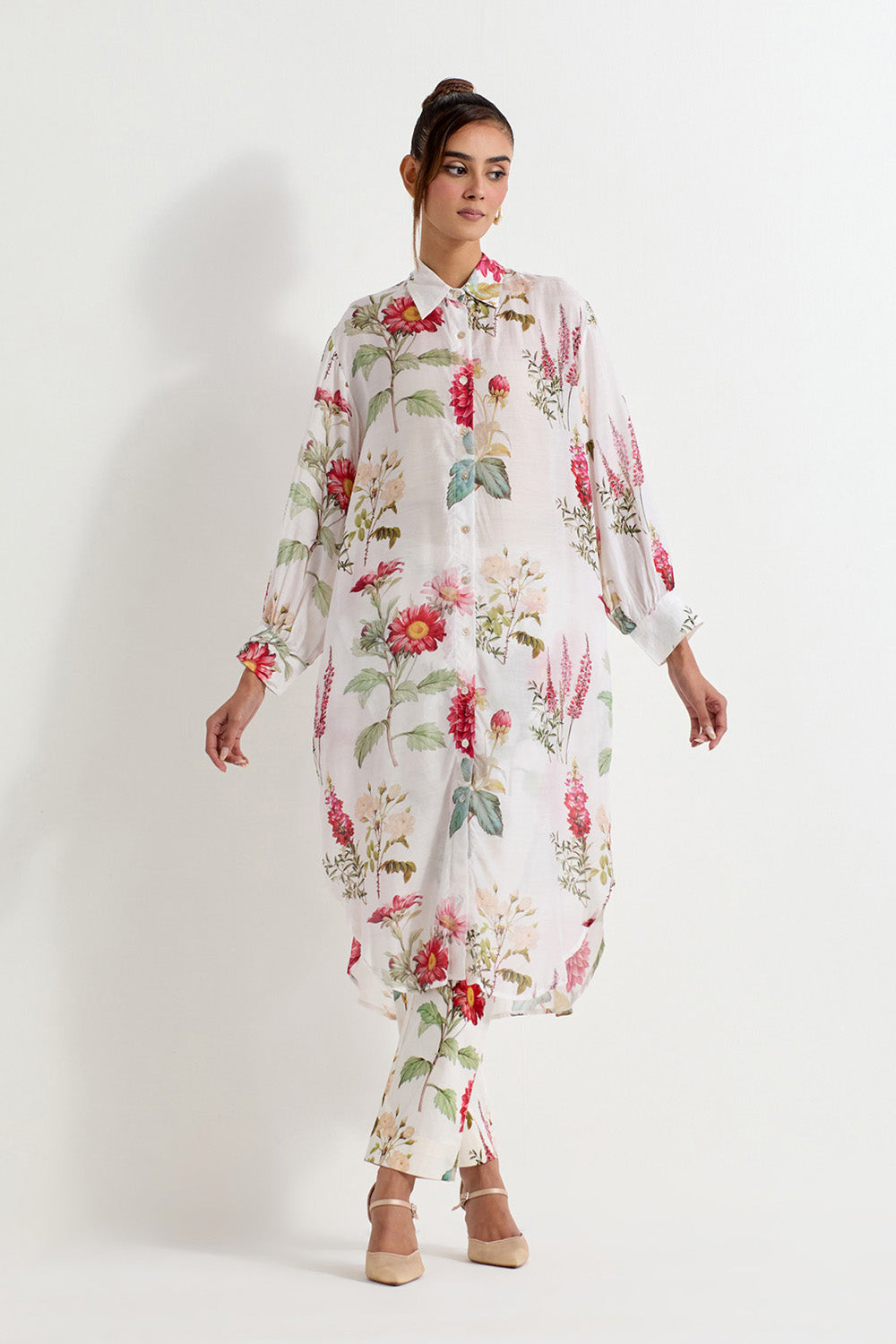Multi Colour Modal Silk Tunic With Pants
