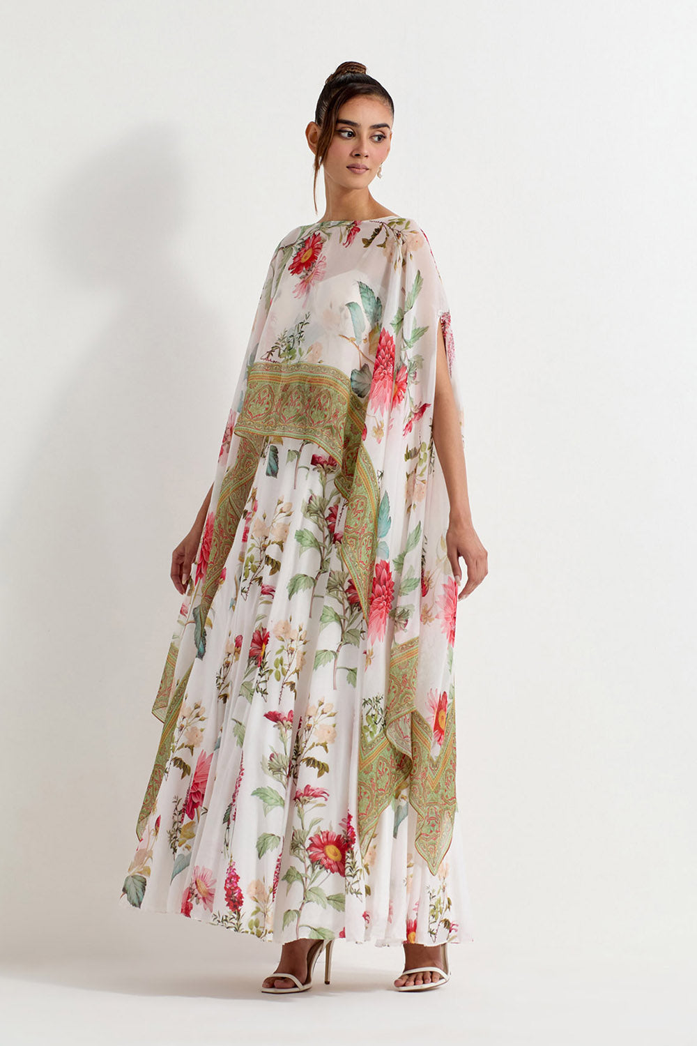 Multi Colour Organza Cape With Dress