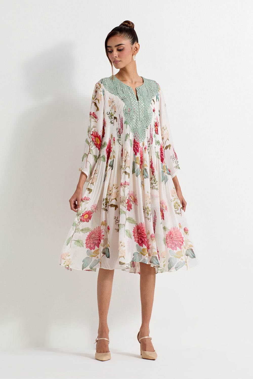 Multi Colour Printed Gerogette Dress