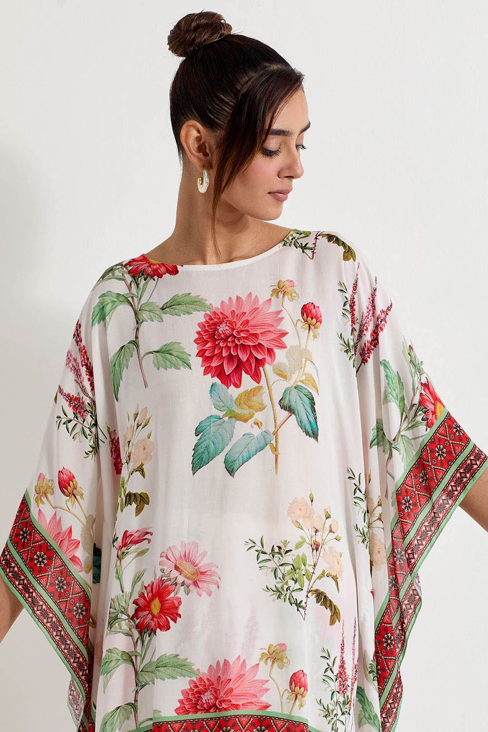 Multi Colour Rayon With Stretch Lycra Poncho With Pants