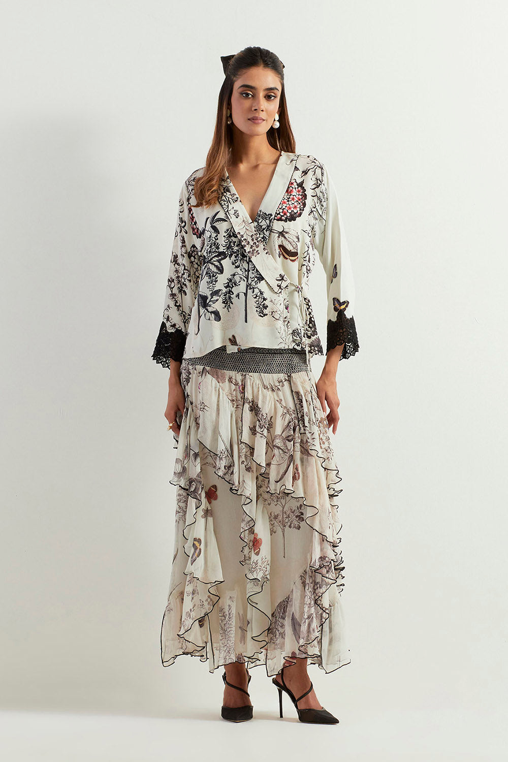Multi Colour Wrap Top With Skirt