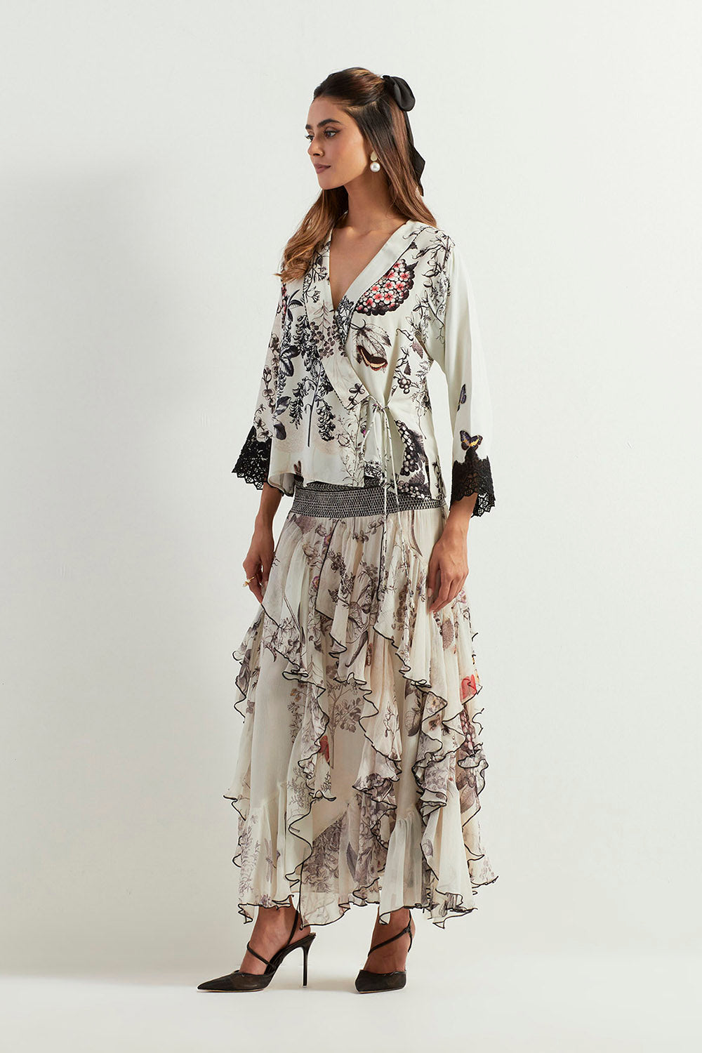 Multi Colour Wrap Top With Skirt