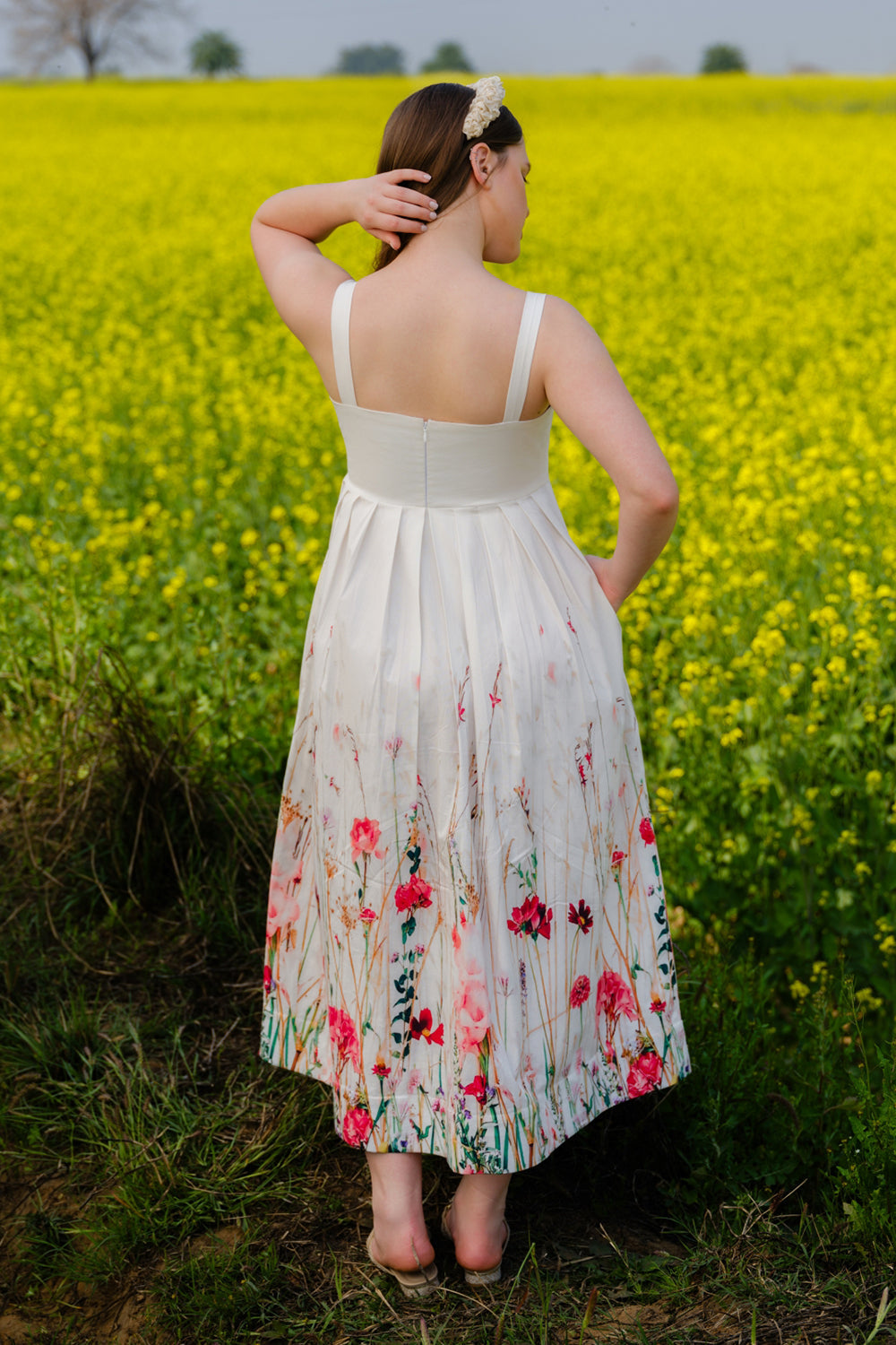 Multi Flower Meadow Long Dress