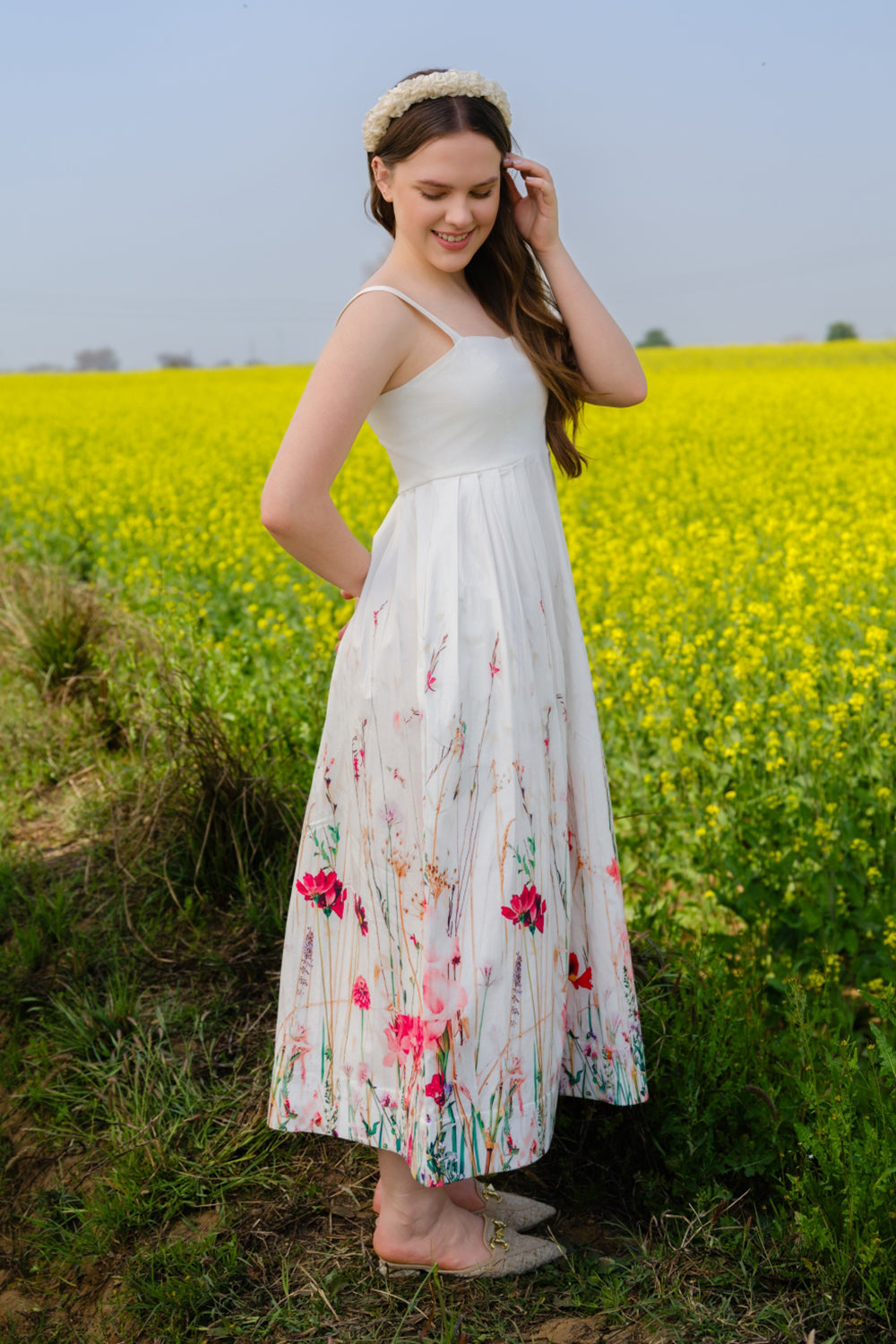 Multi Flower Meadow Long Dress