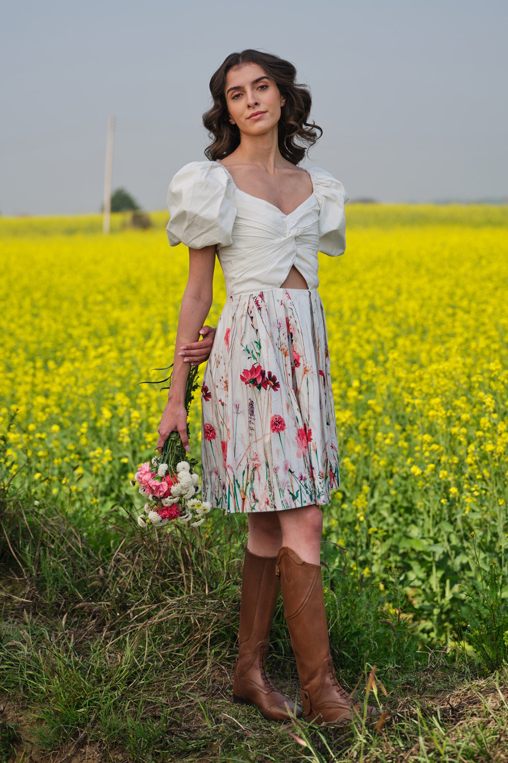 Multi Flower Meadow Short Dress