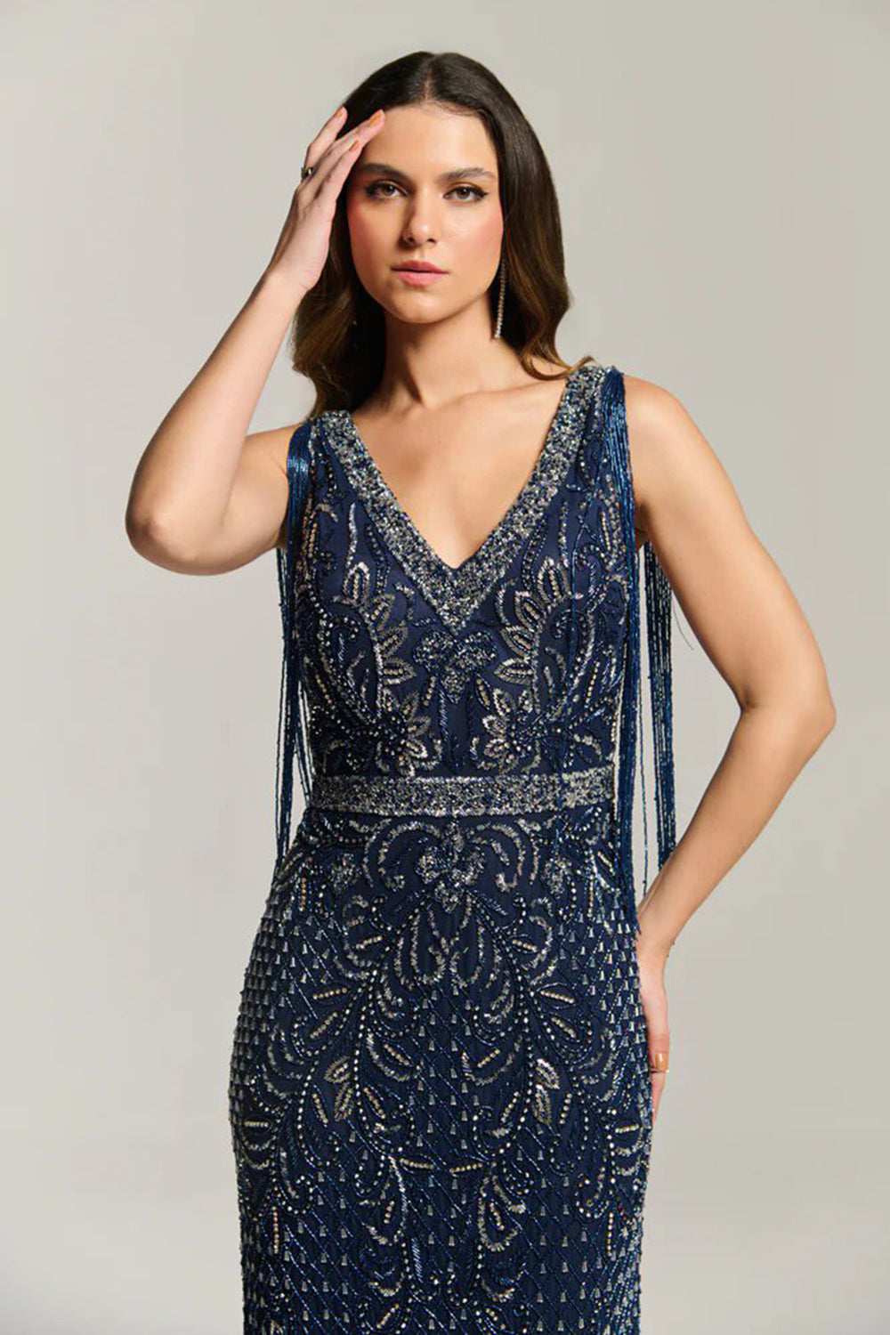 Navy Luxe Check Dress