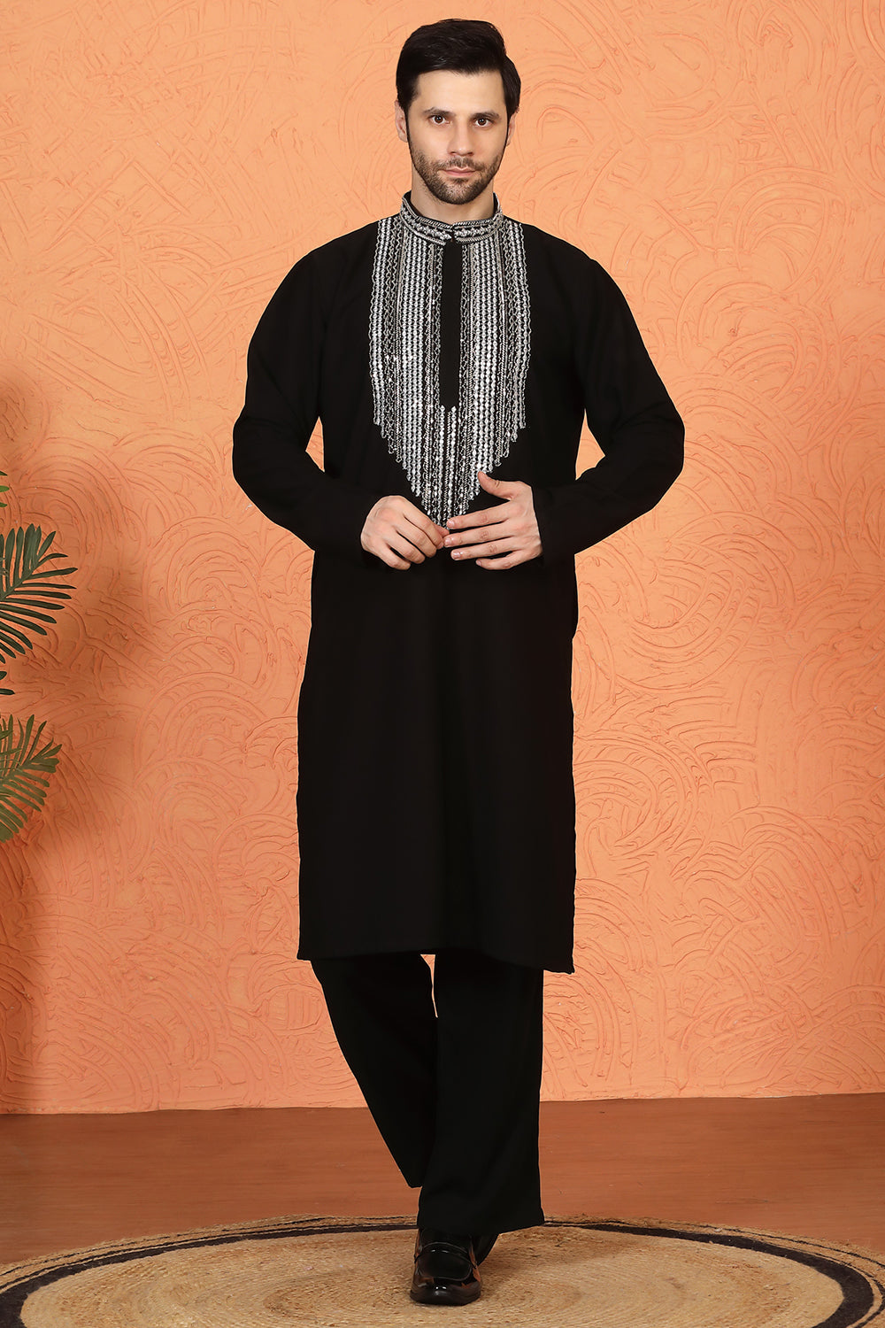 Nawaaz Embroidered Kurta with Loose Fit Parallel Matching Pants