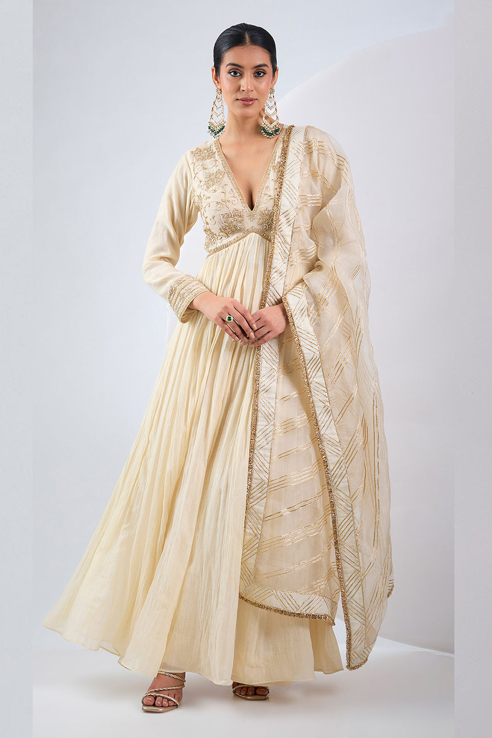 Ivory anarkali set
