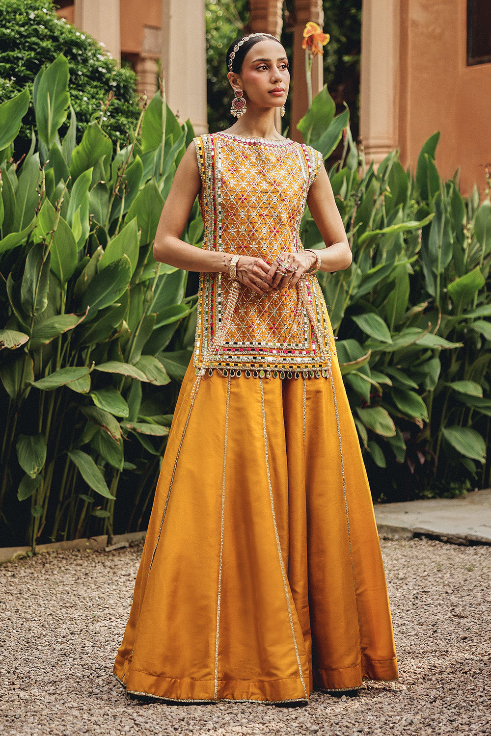 Noorvi Mustard Skirt Set