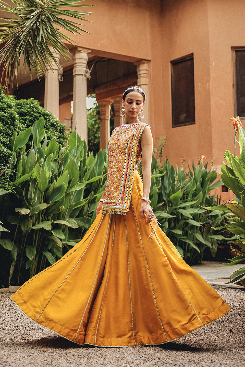 Noorvi Mustard Skirt Set