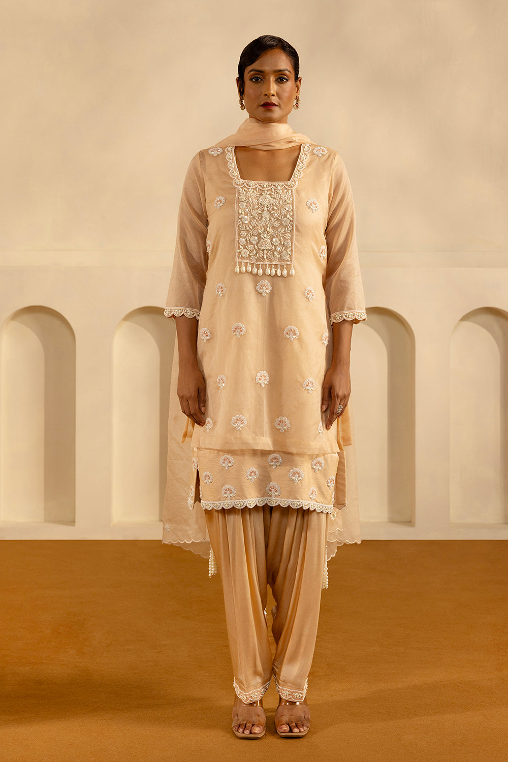 Nude Straight Kurta Set