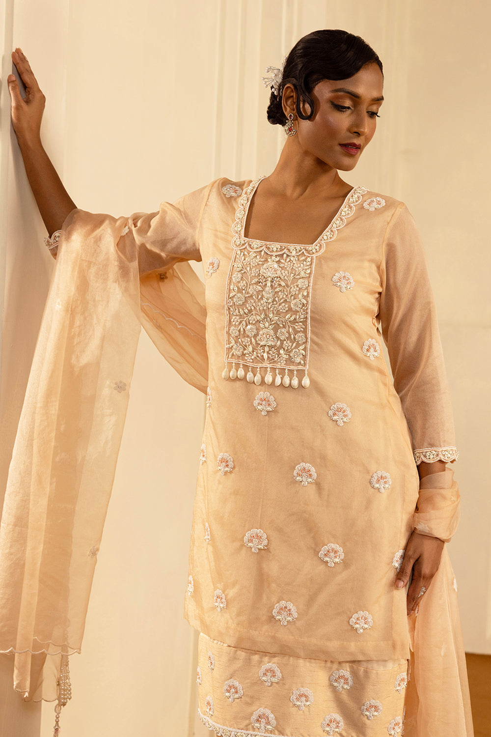 Nude Straight Kurta Set