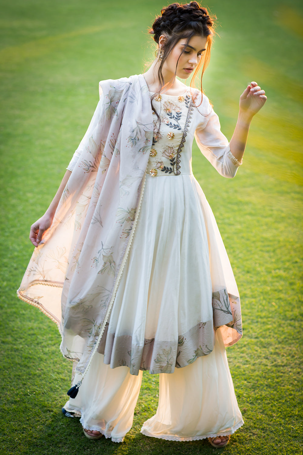 Off-White Anarkali Set