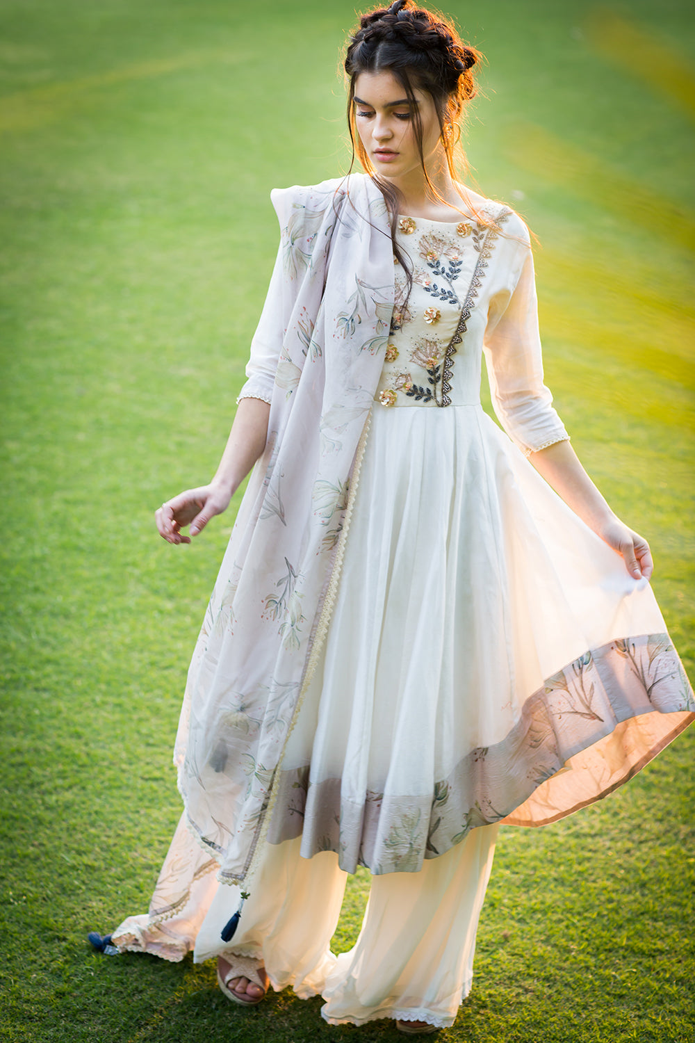 Off-White Anarkali Set