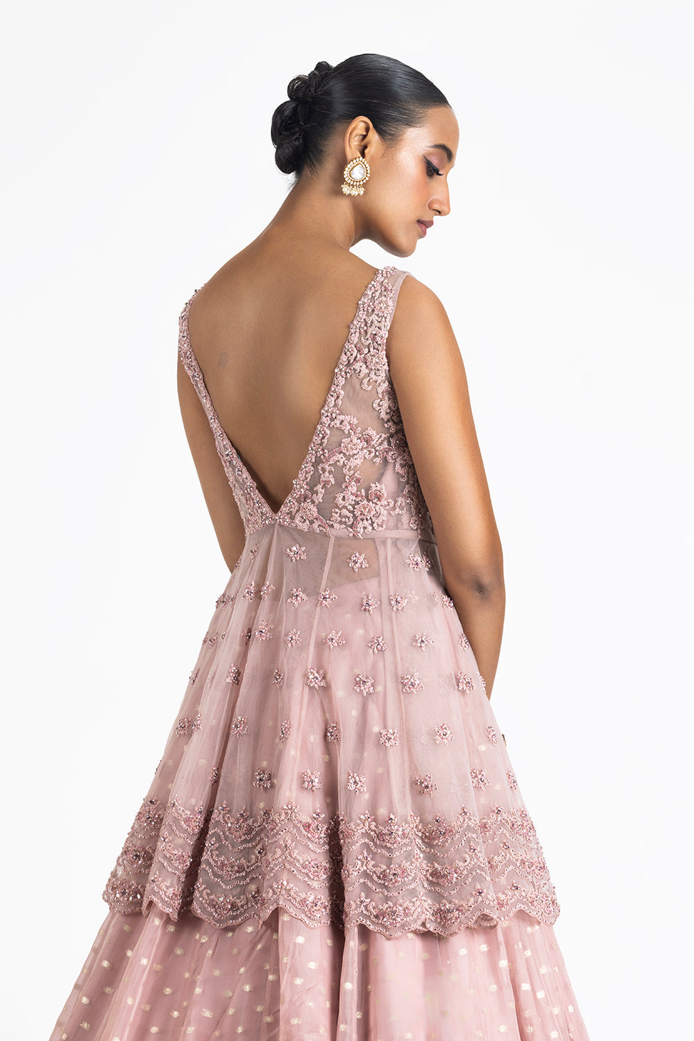 Old Rose Lehenga With Peplum And Dupatta