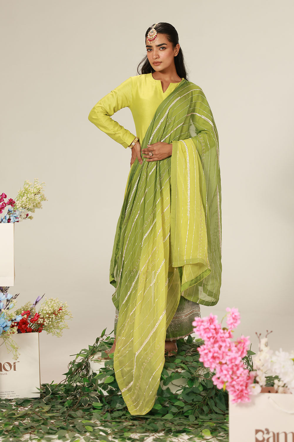 Olive-Green Kurta With Deep Green Pants