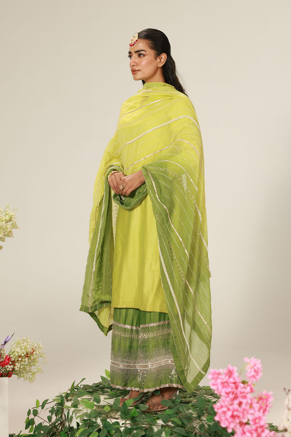 Olive-Green Kurta With Deep Green Pants