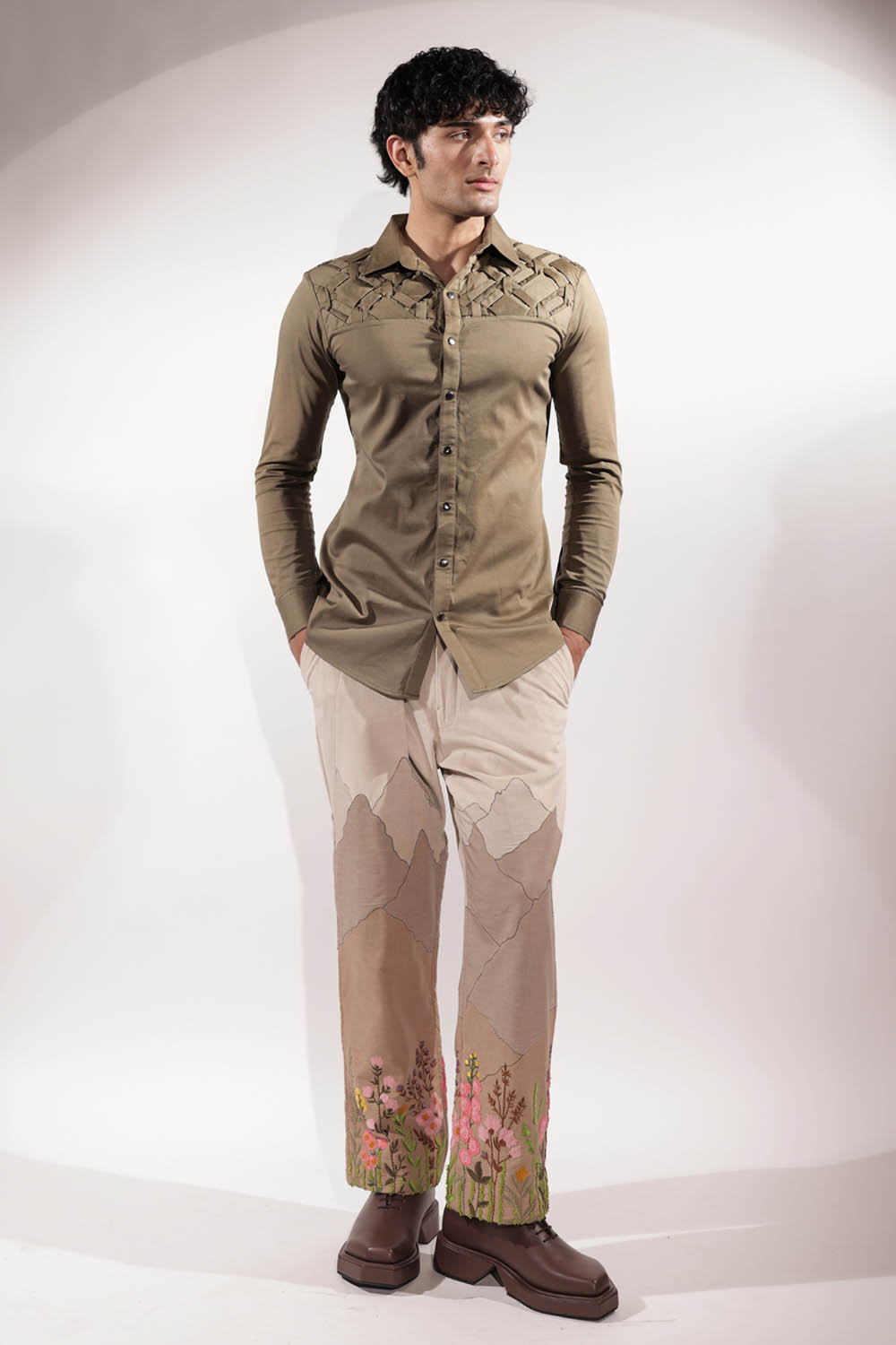 Olive Green Woven shirt
