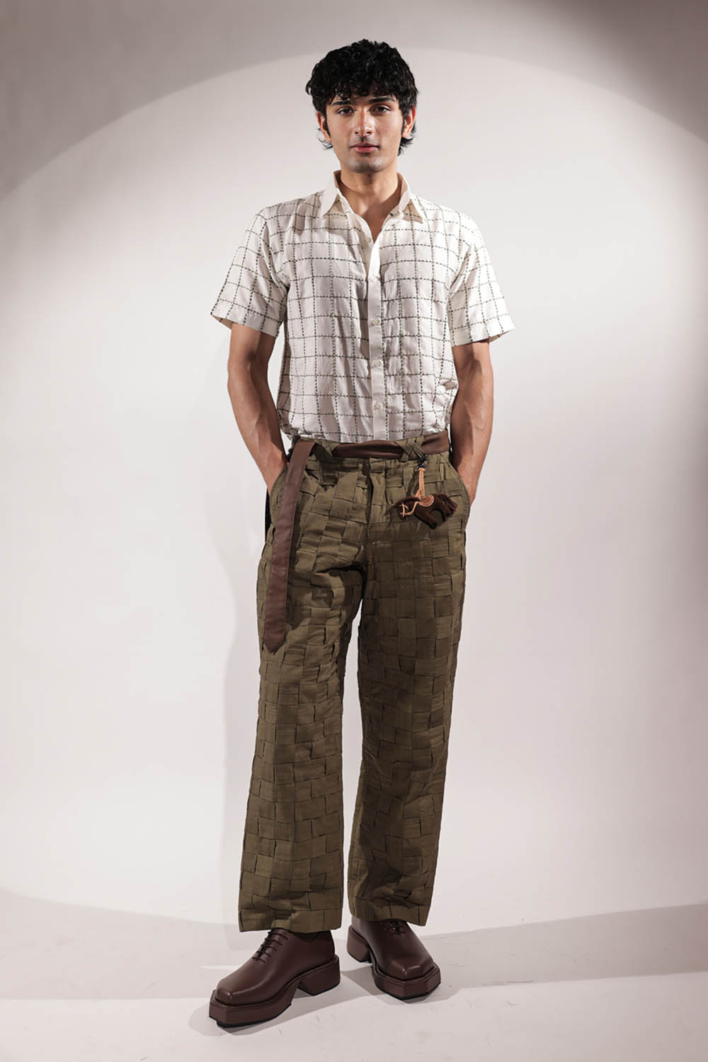 Olive Linen Woven Pants