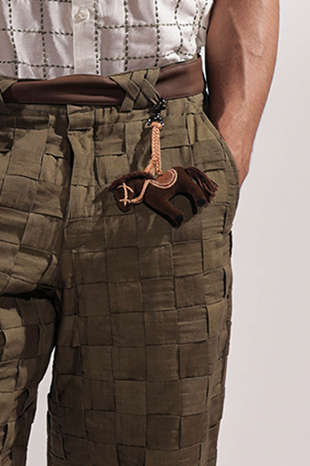 Olive Linen Woven Pants