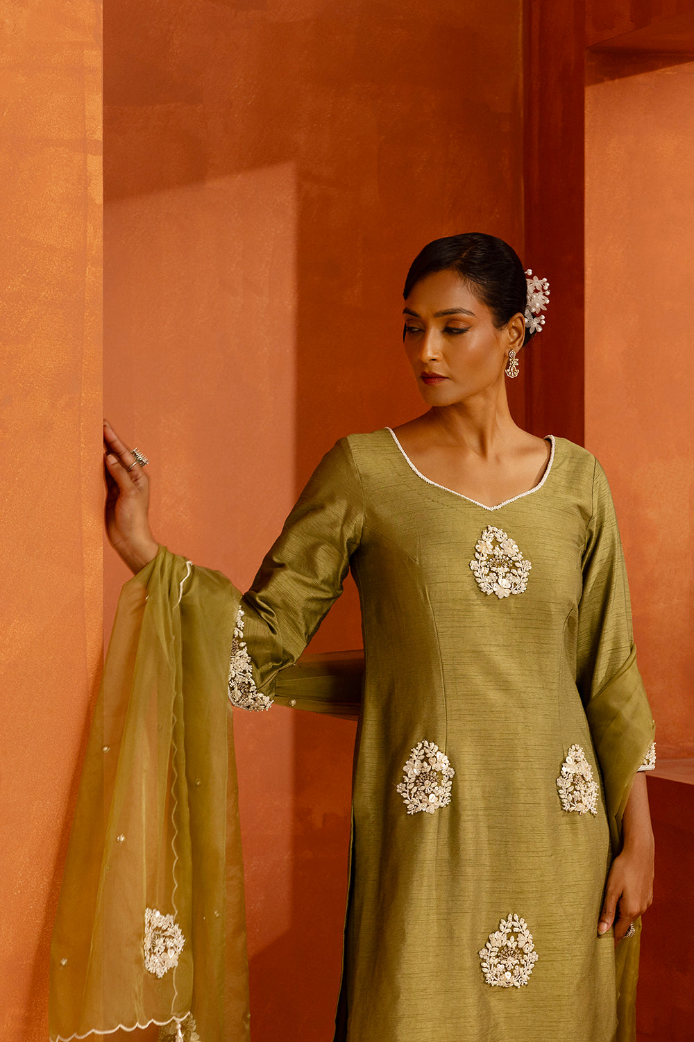 Olive Straight Kurta Set
