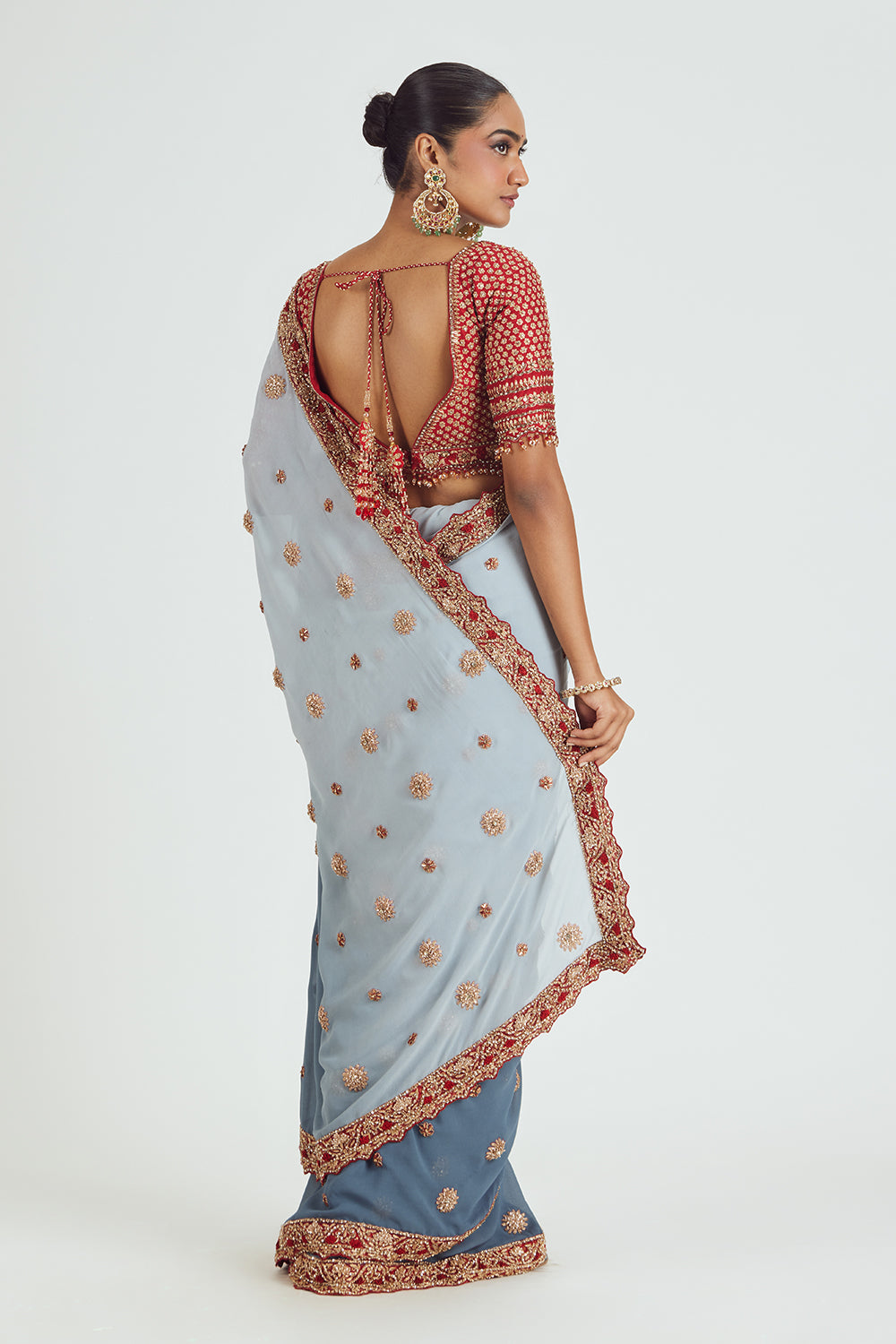 Ombre Dyed Grey Georgette Saree