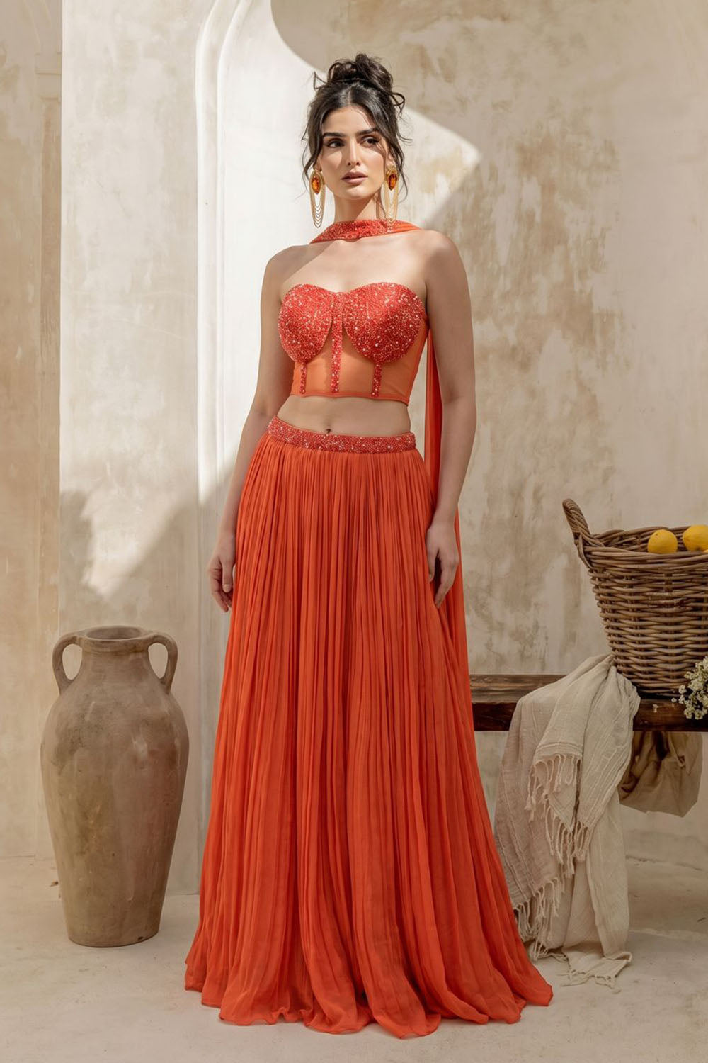 Orange Strapless Corset