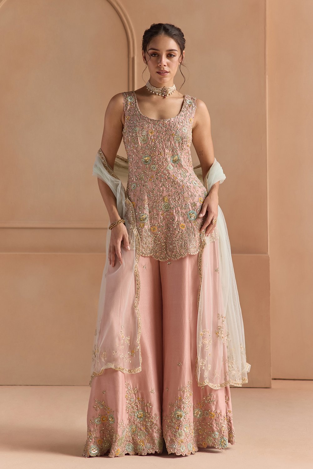 Oyester Pink Sharara Set