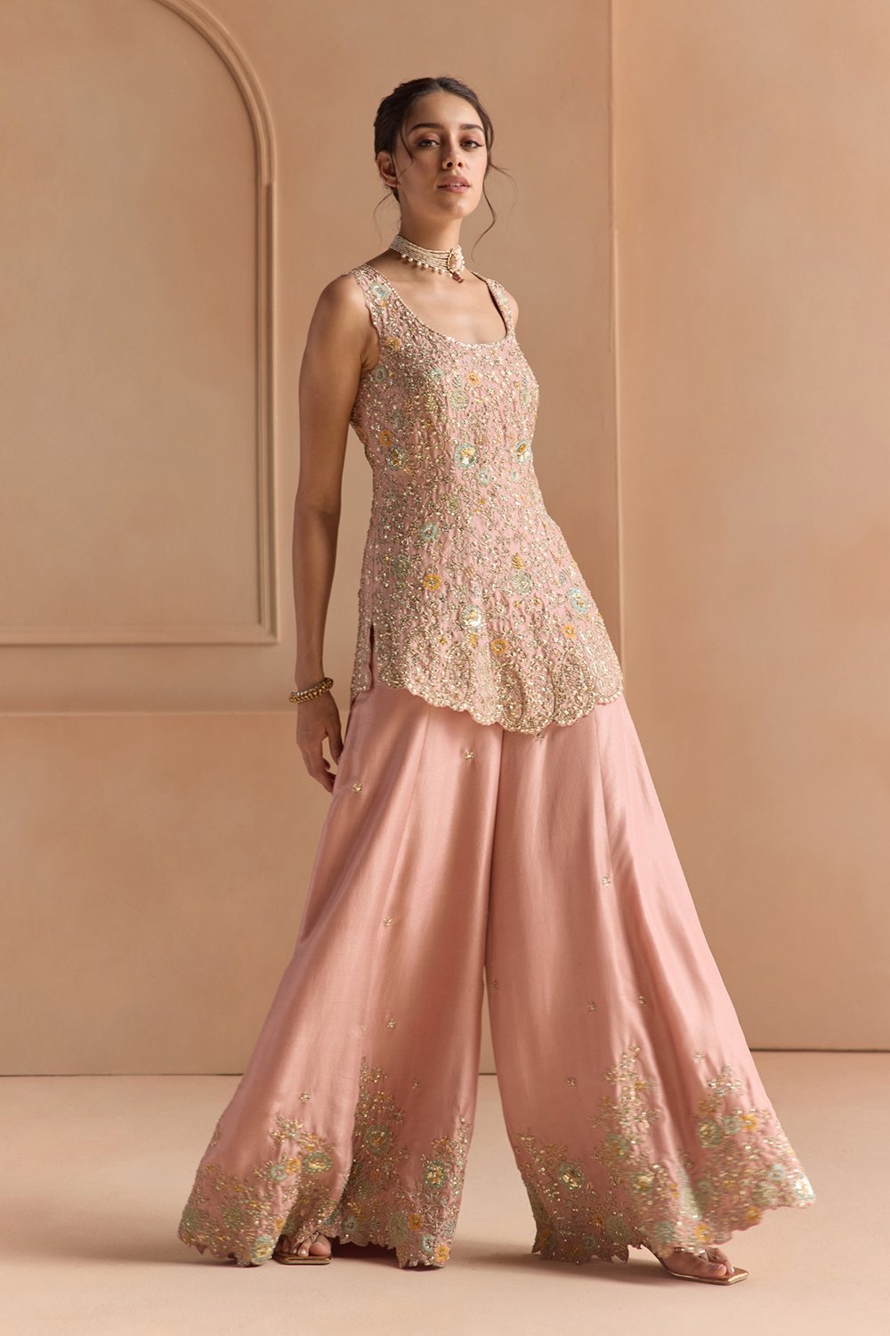 Oyester Pink Sharara Set