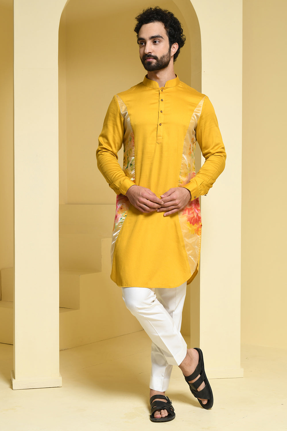 Pastel Cotton Kurta with Organza Details
