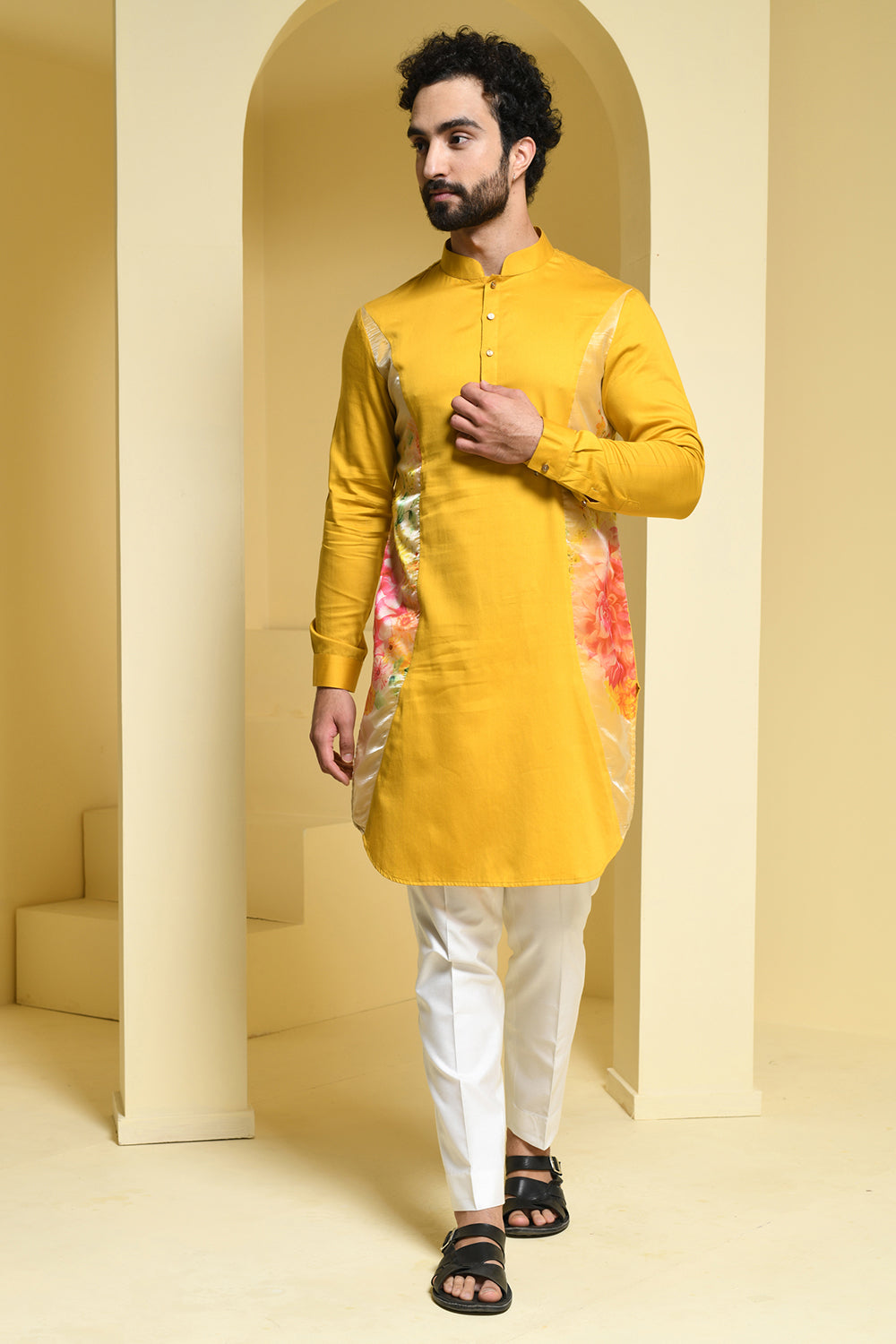 Pastel Cotton Kurta with Organza Details