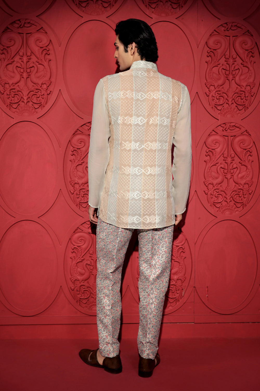 Pastel Green and Beige Chikankari Short Kurta