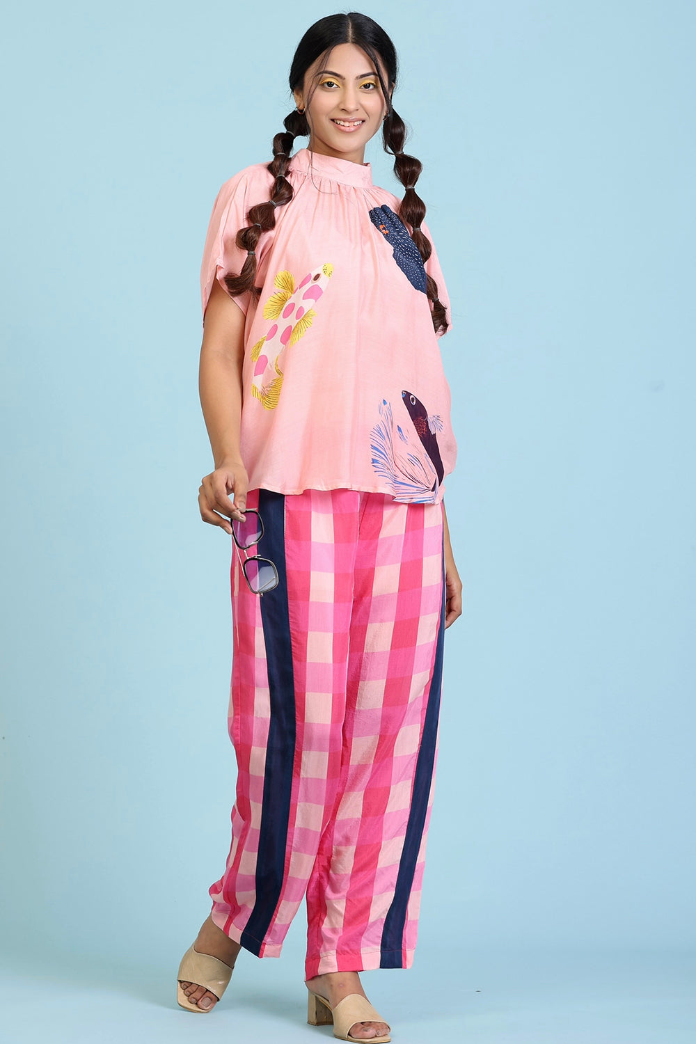 Peach and Magenta Pant Set