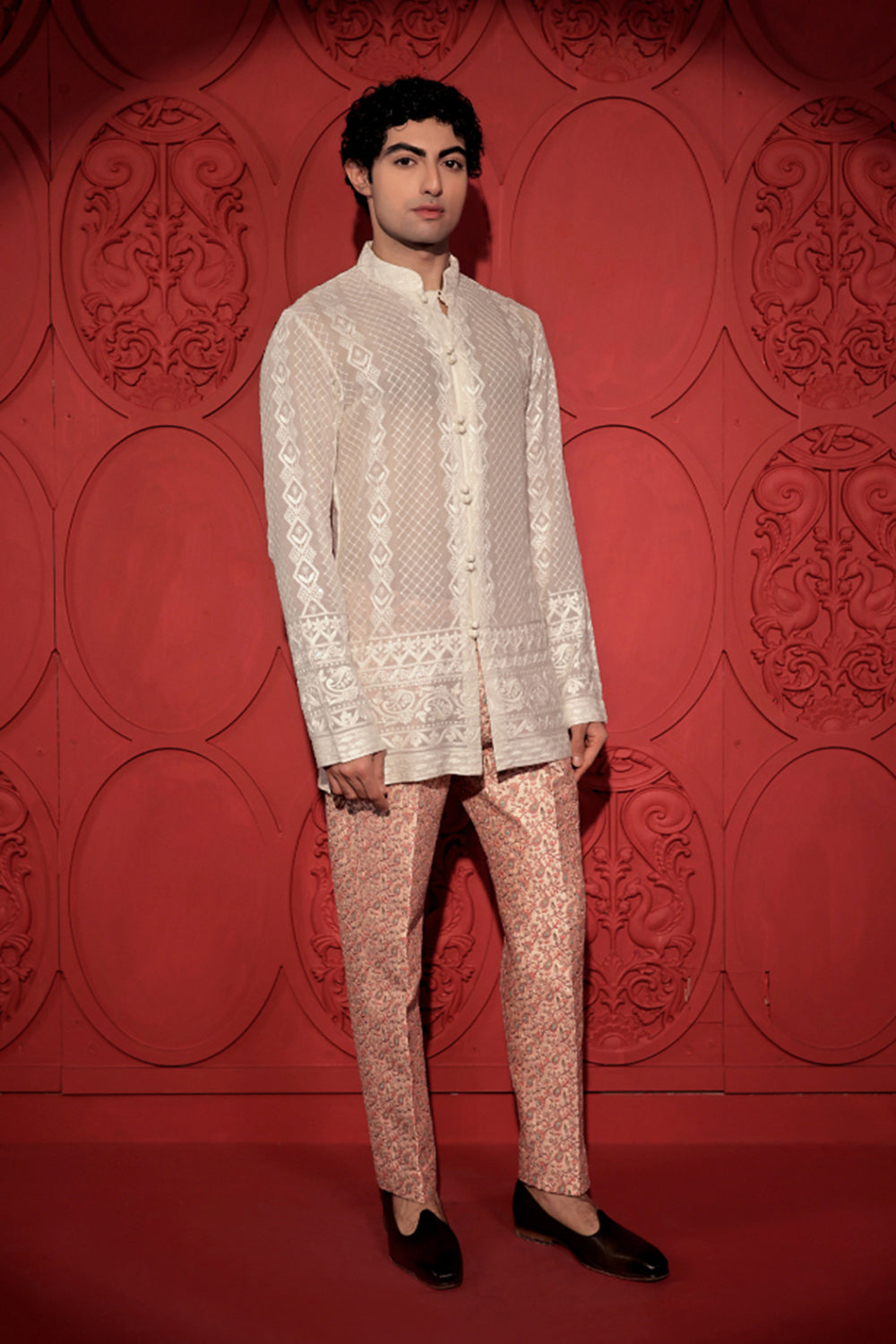 Peach embroidered Pants