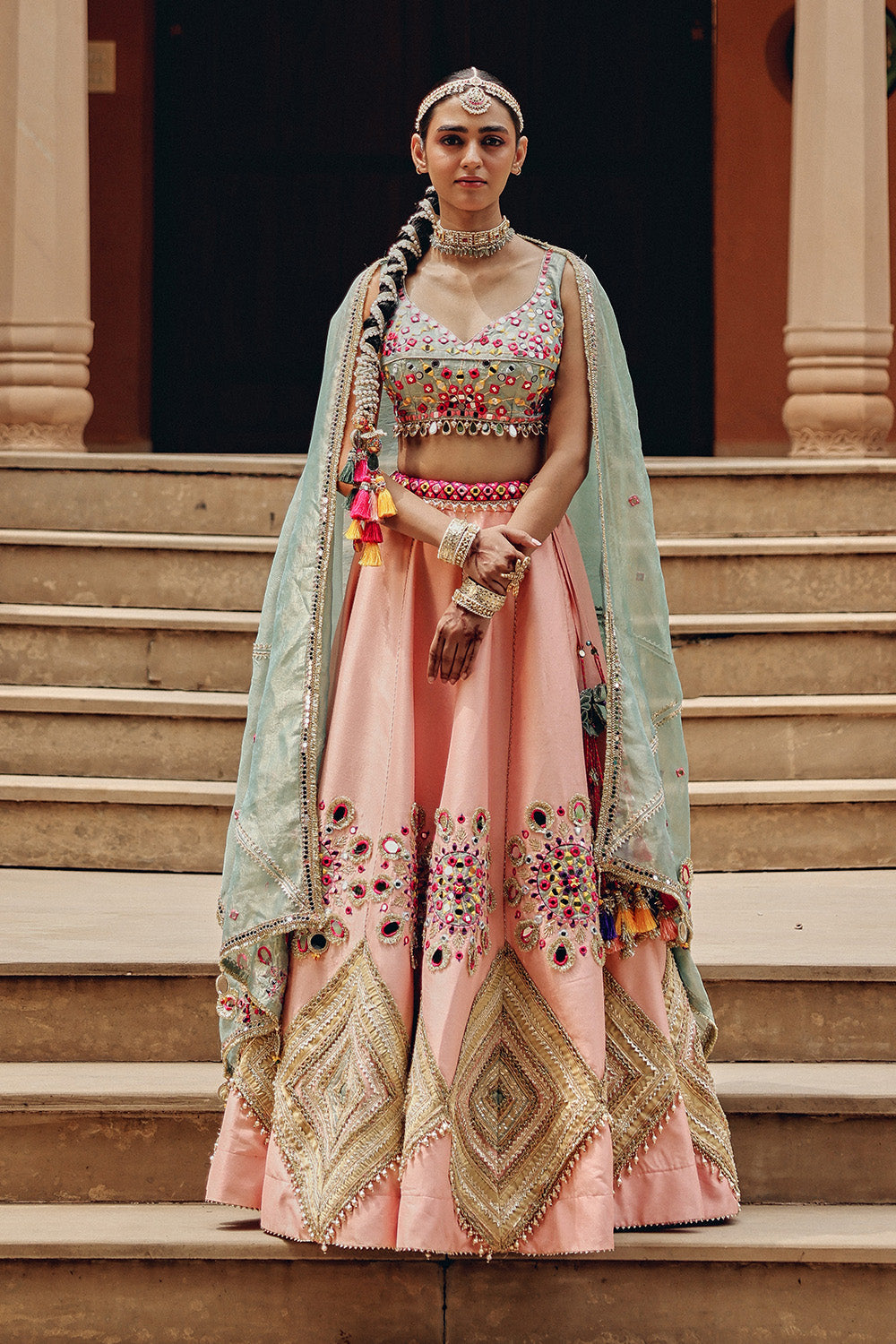 Peach Tara Sitara Lehenga Set
