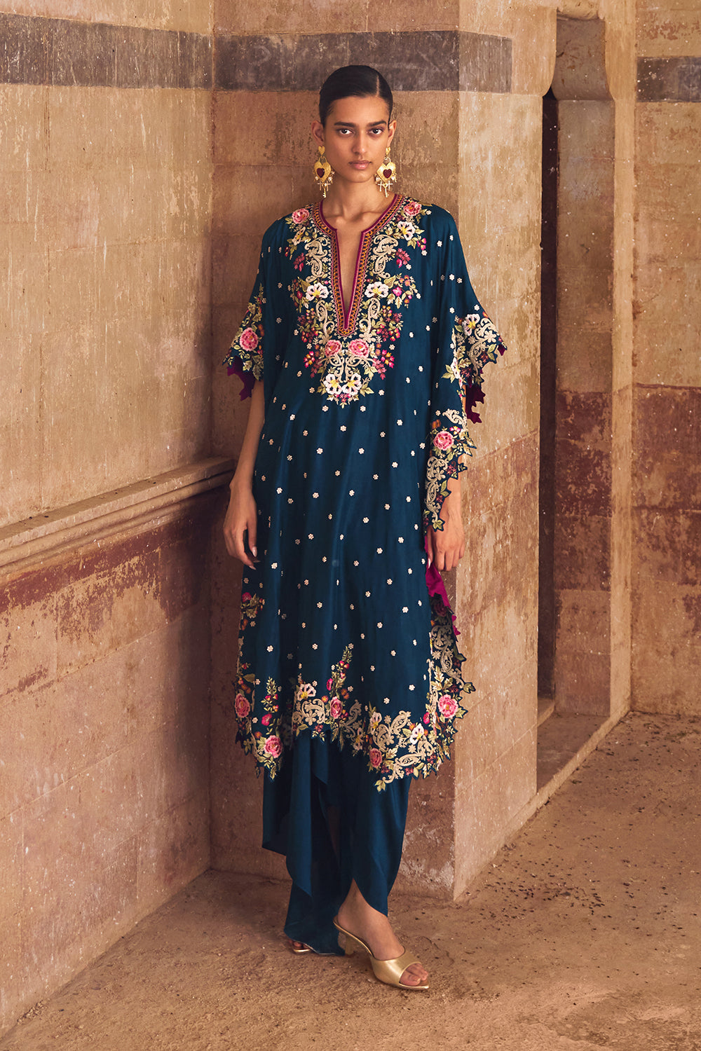 Peacock Blue Umang Chitta Kaftan Set